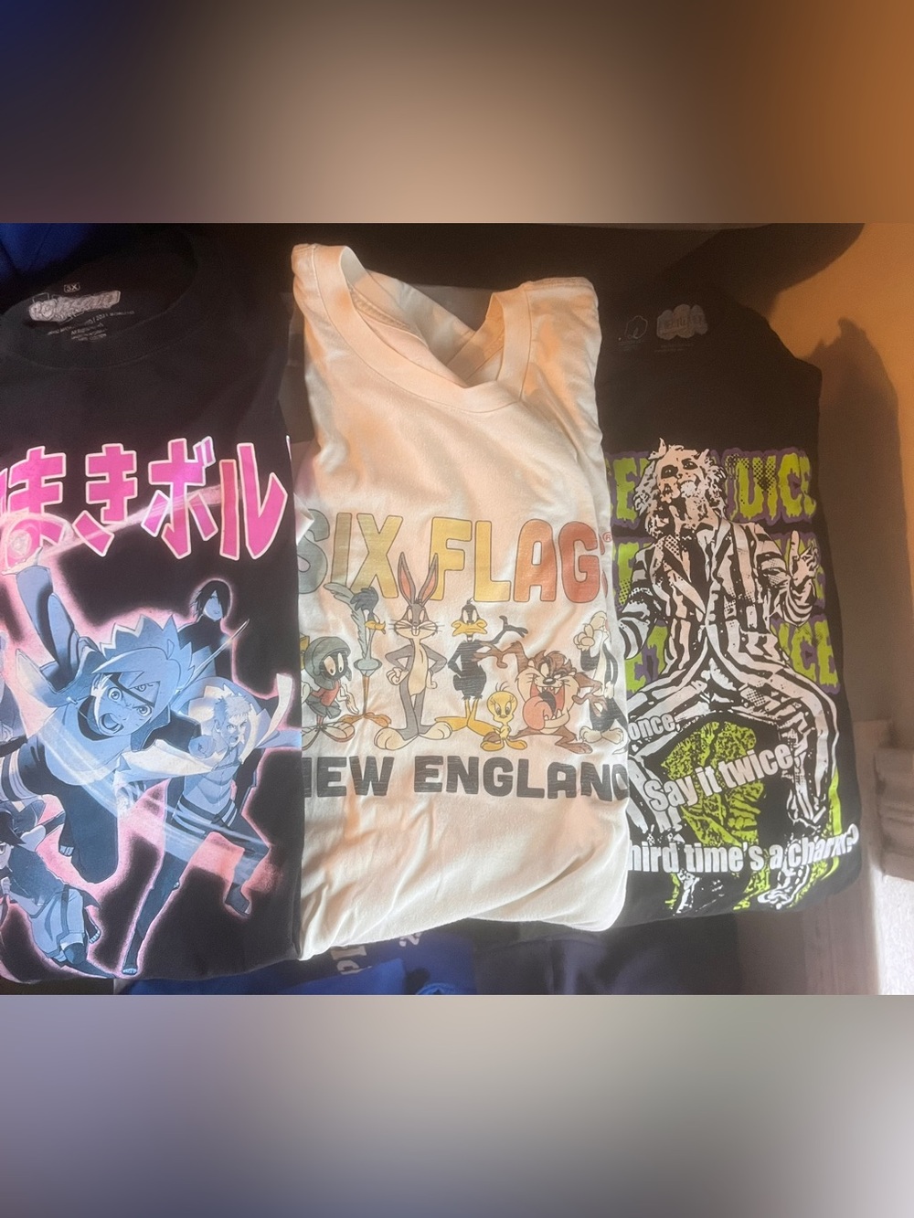 3 anime tv movie promo 3x shirt bundle b1 looney tunes beetle juice naruto